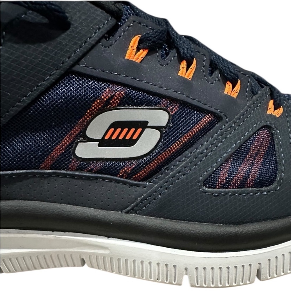 Men’s Skechers Navy & Orange Mesh S Logo Lightweight Running Sneakers, Size 12. - Picture 2 of 13